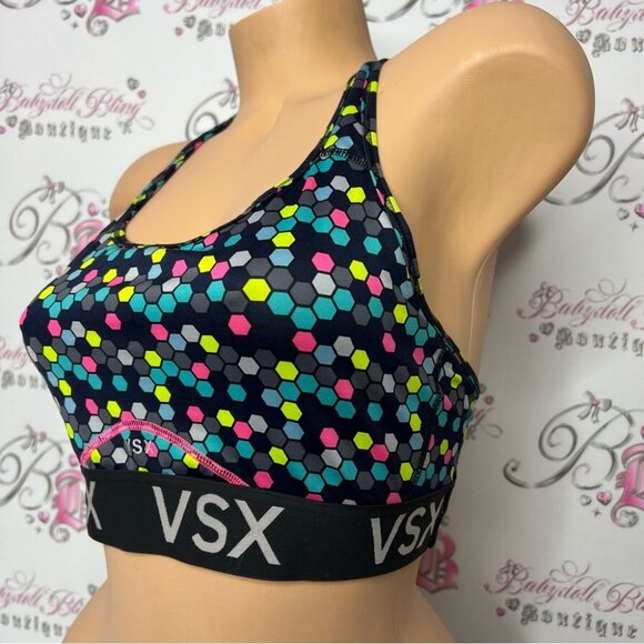 Victoria secret sports bra neon dotted multi rainbow color stretchy VSX sporty - Picture 6 of 10